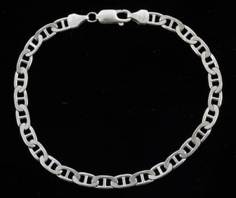 14K WHITE GOLD ANCHOR LINK BRACELET 7 INCH