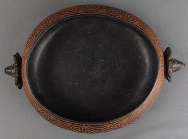 TAINO CINNABAR HIGHLIGHTED BOWL ANTHROPIC FACES
