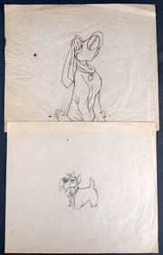 2 DISNEY LADY AND THE TRAMP CHARACTER SKETCH LOT