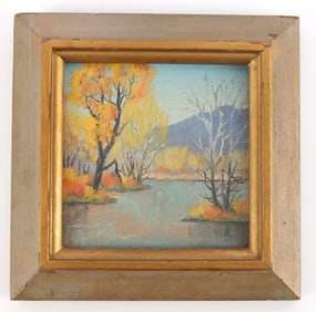 MARIE DOROTHY DOLPH MINIATURE PAINTING LAKE SCENE