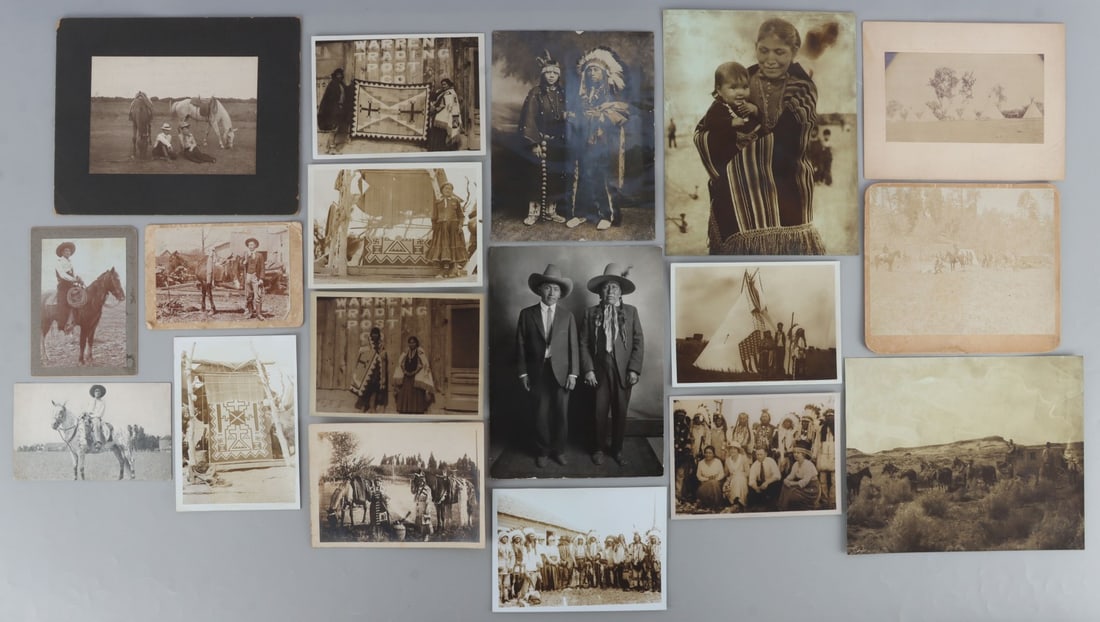 LOT OF 18 HARMON PERCY MARBLE WESTERN PHOTOS: Lot of EIGHTEEN (18) Western photos, largely by Harmon Percy Marble, a prominent photographer of Native American scenes who later became the Mayor of Las Vegas. Very good, original condition. This lot