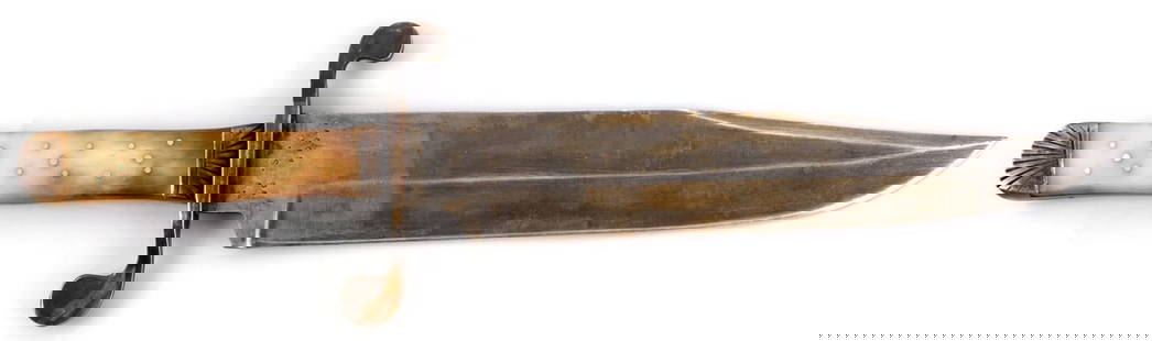 CONFEDERATE ATTRIBUTED BOWIE KNIFE: Marked Macon GA, CSA, and WJ Mcelroy 1861. Handle is horn. It measures 15 1/4 inches. Very good condition. Unauthenticated, sold as is.