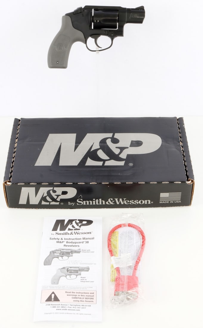 SMITH & WESSON M&P BODYGUARD 38 DAO REVOLVER NIB: New in box. Smith & Wesson M&P Bodyguard 38 DAO revolver, cal .38 Spl +P. Capacity 5 rounds. Ambidextrous cylinder release, 5-round capacity. FFL required for transfer. No international shipping. Know