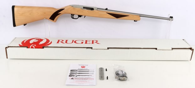 RUGER 10/22 STAINLESS BLONDE WOOD .22 LR RIFLE NIB