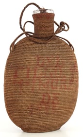 MEXICAN GLASS CANTEEN WITH WICKER CASE