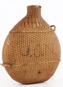 US CIVIL WAR WICKER COVERED GLASS TEARDROP BOTTLE