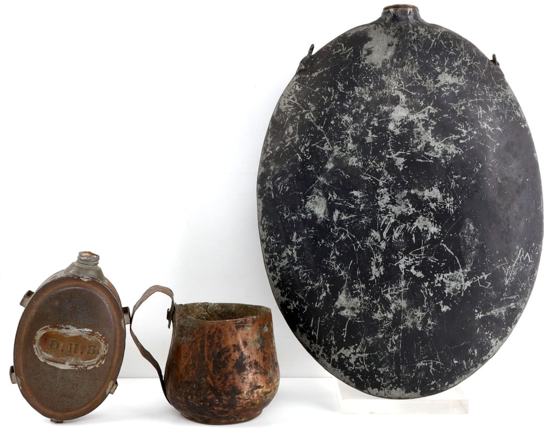 LOT OF 3 U.S. CIVIL WAR CANTEEN & COPPER CUPS: Lot of THREE (3). Each piece is accompanied with detailed description, condition, size and other pertinent information, from ex-dealer expert..