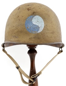 WWII US M1 HELMET & LINER 29TH INFANTRY INSIGNIA