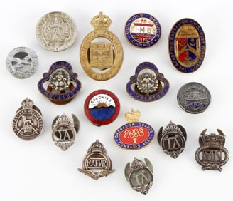 LOT OF 16 WWI WWII BRITISH BUTTONHOLE LAPEL PINS
