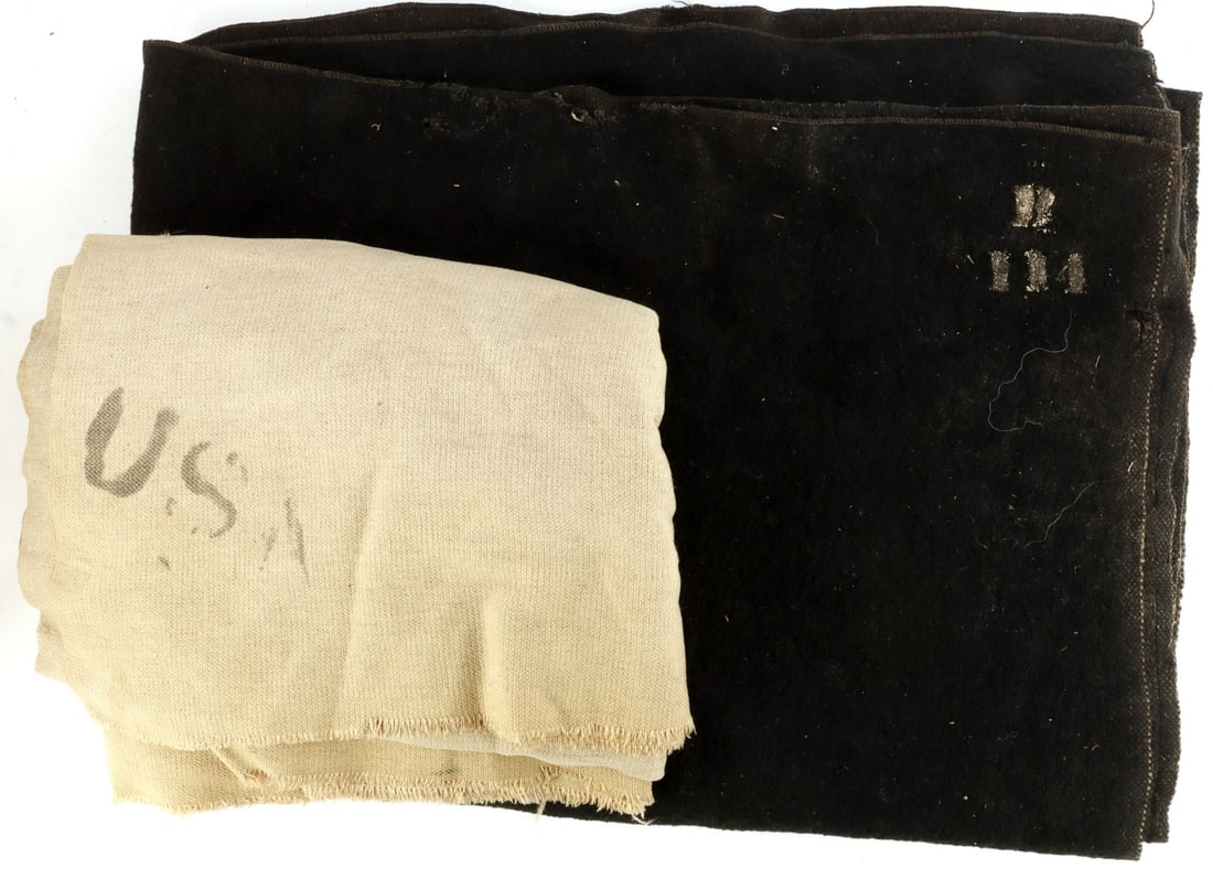 LOT OF 2 WWII US ARMY & MARINE CORPS WOOL BLANKETS: Lot of TWO (2) US military wool blankets. Good condition. Occasional mothing.