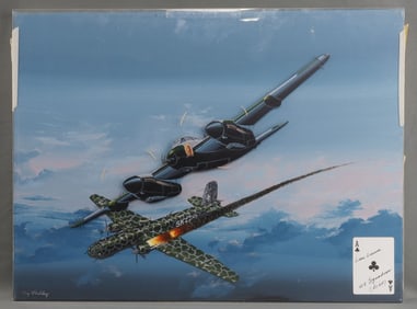 JAMES FORREST LUMA SIGNED PAINTING 3RD REICH RAID