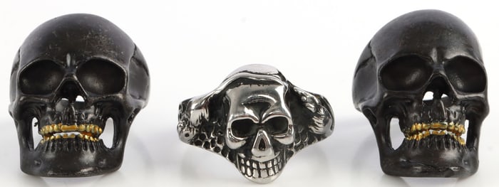 LOT OF 3 WWII GERMAN THIRD REICH TOTENKOPF RINGS