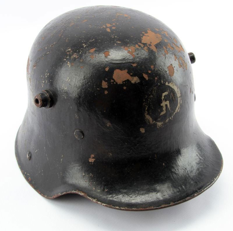 WWI / WWII GERMAN M 1916 HELMET SHELL REPAINT: Repainted German Model 1916 helmet shell. Appears repainted several times. Shell only, no liner. No dents or damage. Great for a professional restoration for display / re enactment.