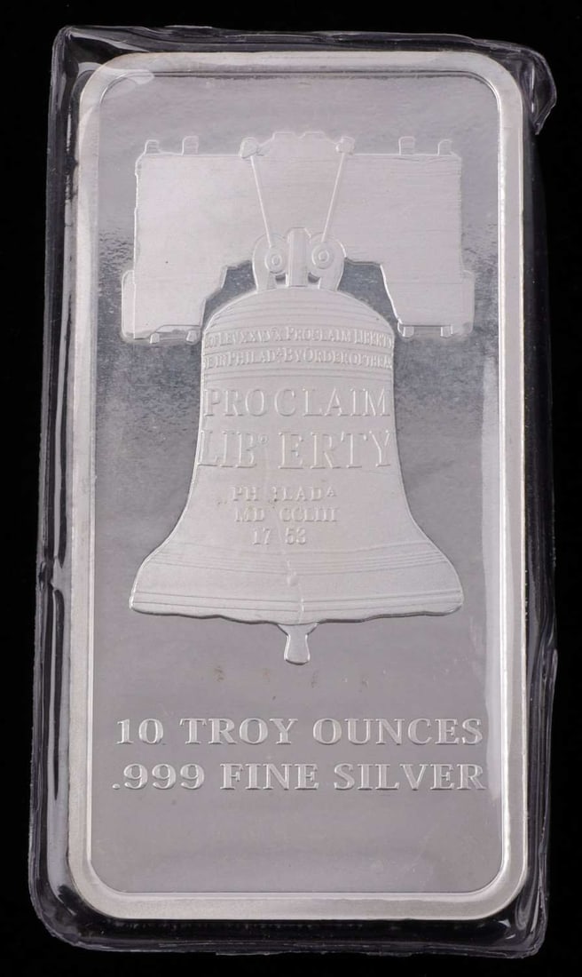 1 10 OZ TROY .999 SILVER BULLION BAR