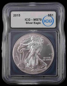 2015 ICG ENCAPSULATED MS70 SILVER AMERICAN EAGLE