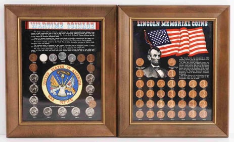 FRAMED SETS WARTIME COINAGE & MEMORIAL CENT