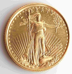 1996 GOLD 1/10 OZT OUNCE AMERICAN EAGLE BU COIN