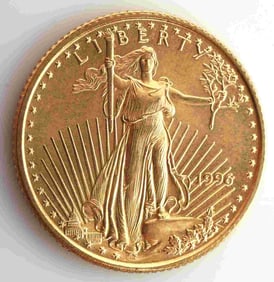 1996 GOLD 1/10 OZT OUNCE AMERICAN EAGLE BU COIN