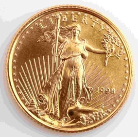 1998 GOLD 1/10 OZT OUNCE AMERICAN EAGLE BU COIN