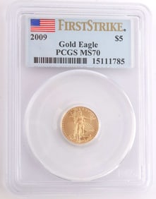 2009 GOLD 1/10 OZT AMERICAN EAGLE PCGS MS70 COIN