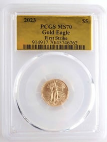 2023 GOLD 1/10 OZT AMERICAN EAGLE PCGS MS70 COIN