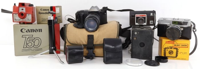 CAMERA LOT CANON T50 BROWNIE & MORE