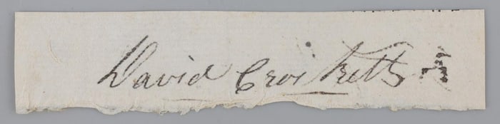SIGNATURE OF DAVID CROCKETT ON PAPER ALAMO REPRINT
