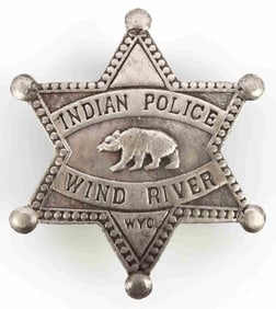 WIND RIVER WYOMING INDIAN POLICE OBSOLETE BADGE