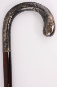 SILVER HOOK HANDLE WALKING STICK CANE