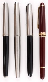 LOT OF 4 QUALITY FOUNTAIN PENS PARKER MONTBLANC
