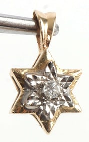 14K TWO TONE GOLD DIAMOND STAR PENDANT