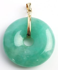 LUCKY JADE PENDANT WITH 14K GOLD LOOP