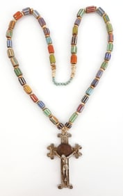 FUR TRADER CROSS WITH LAYERED BEADS