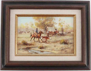 RUSS VICKERS COWBOY TRAIL PAINTING