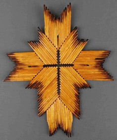 TRAMP ART CROSS MADE OF BURNED MATCHES