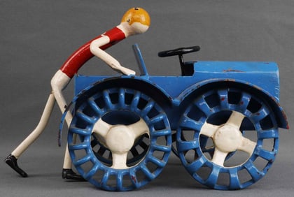 FOLK ART FIELD MADE METAL CAR 7 X 6 INCHES