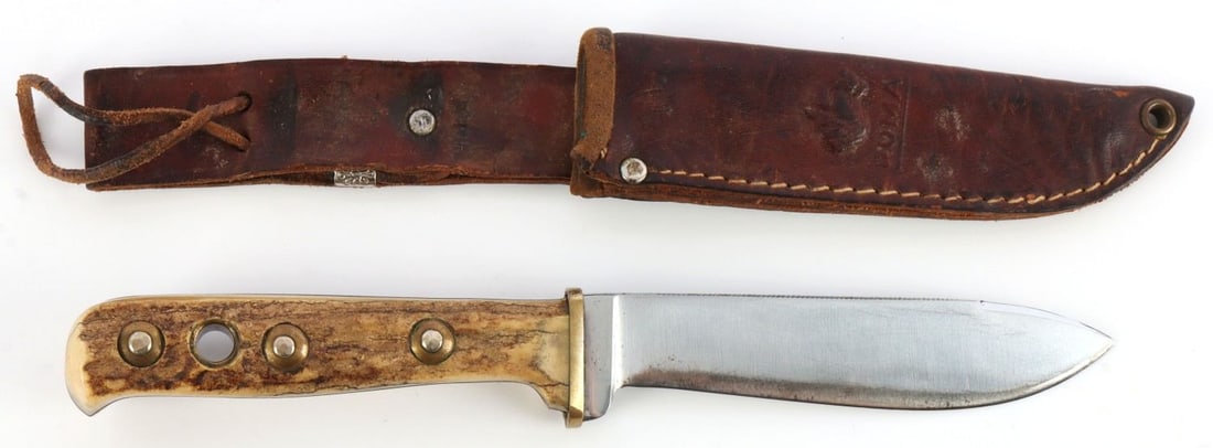 PUMA HUNTERS FRIEND STAG GRIP FIXED BLADE KNIFE: 5-inch blade, 9 Inches overall. Used, but in very good original condition.