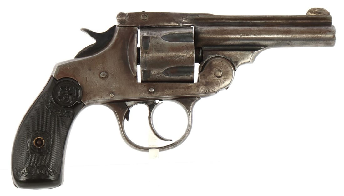 IVER JOHNSON .38 S&W TOP BREAK POCKET REVOLVER: Iver Johnson top-break double-action revolver. Round 3.25-inch barrel, 5-round capacity, hard rubber grips. Fair condition. Mechanically OK, functions without issue. Bore is dim, rough. FFL or C&R req