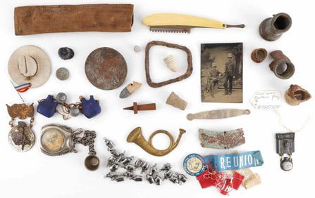 LOT GENERAL & MILITARY ANTIQUE COLLECTIBLES GAR