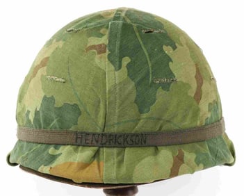 VIETNAM WAR US M1 HELMET WITH LINER & CAMO COVER