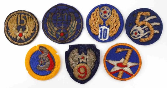 WWII USAAF BULLION UNIFORM INSIGNIA PATCH LOT OF 7