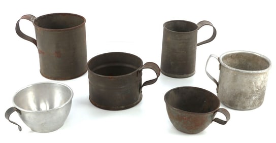 LOT OF 6 19TH CENTURY WORLD MILITARY DRINKING CUPS