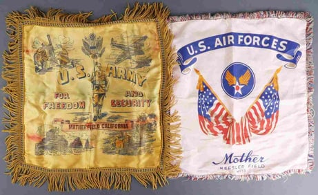 LOT 2 WWII US ARMY AIR FORCES SILK PILLOW COVERS