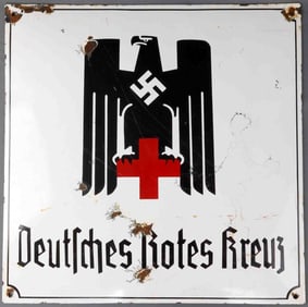 WWII GERMAN RED CROSS ENAMELED SIGN