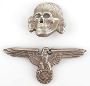 WWII GERMAN REICH SS VISOR INSIGNIA SET