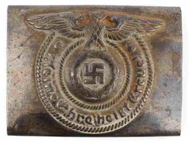 WWII GERMAN SS PAINTED STEEL BELT BUCKLE