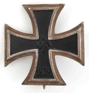 WWII GERMAN 1939 IRON CROSS FIRST CLASS ZIMMERMAN: Pin marked 20 for firm of Zimmerman, magnetic core Schickle style arms, considered quite rare. This lot has a reserve.