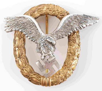 WWII GERMAN THIRD REICH LUFTWAFFE PILOT & OBSERVER: Badge stamped reverse C.E. Junker, Berlin. This lot has a reserve.