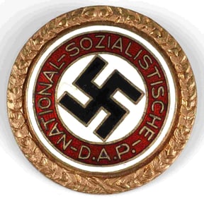 WWII GERMAN THIRD REICH GOLD NSDAP PARTY PIN
