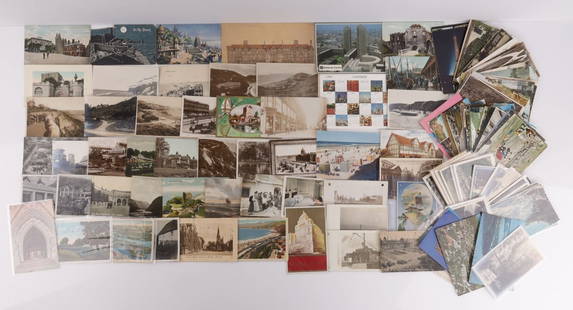 COLLECTED VINTAGE EUROPEAN POSTCARDS LOT OF 150+: Lot of more than one-hundred and fifty (150) postcards, from the 20th century displaying various European countries, cities and regions. Good condition & some in sleeves.